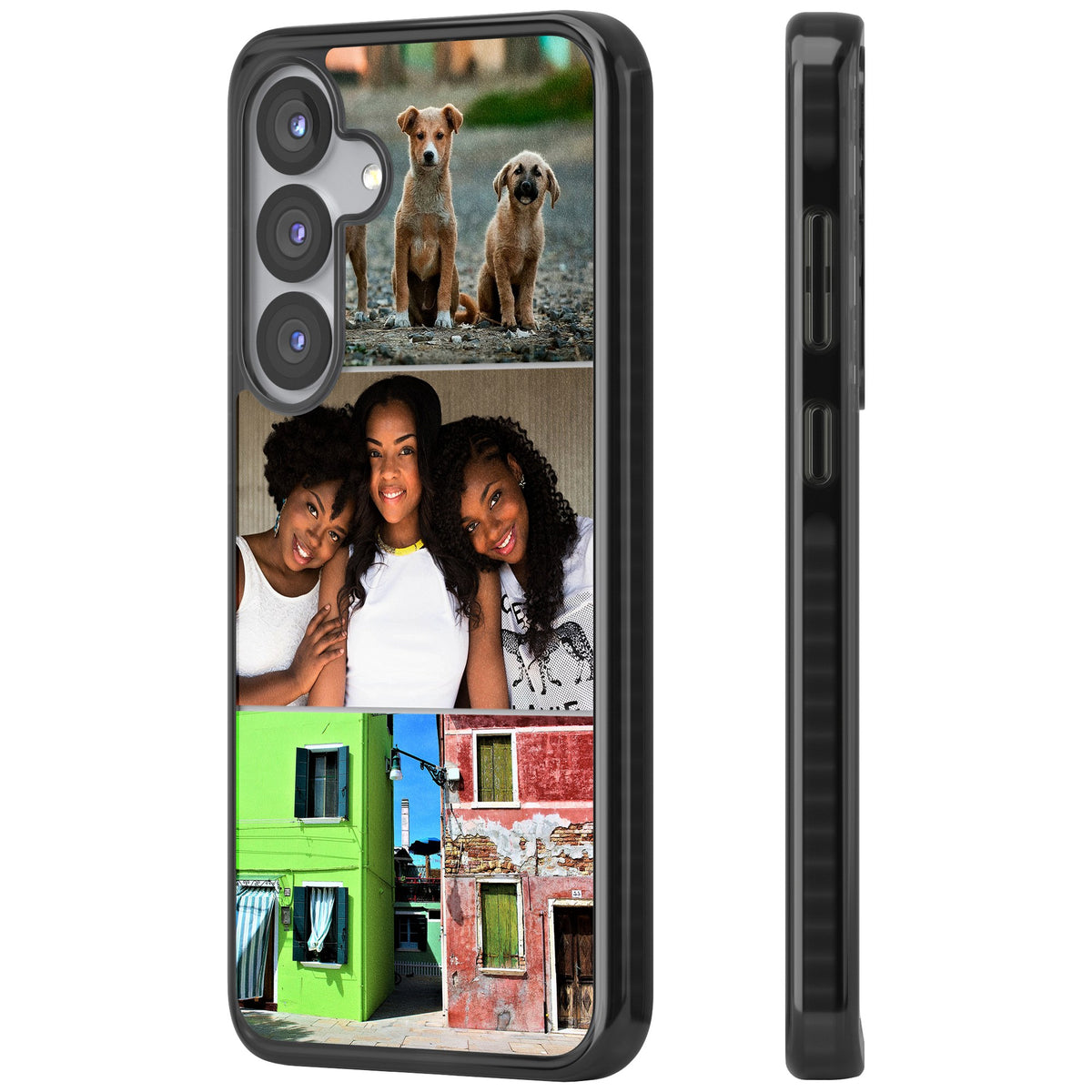 Personalised 3 Photo Grid Samsung S25 / Samsung S25 Plus / Samsung S26 / Samsung S26 Plus Impact Black Phone Case side