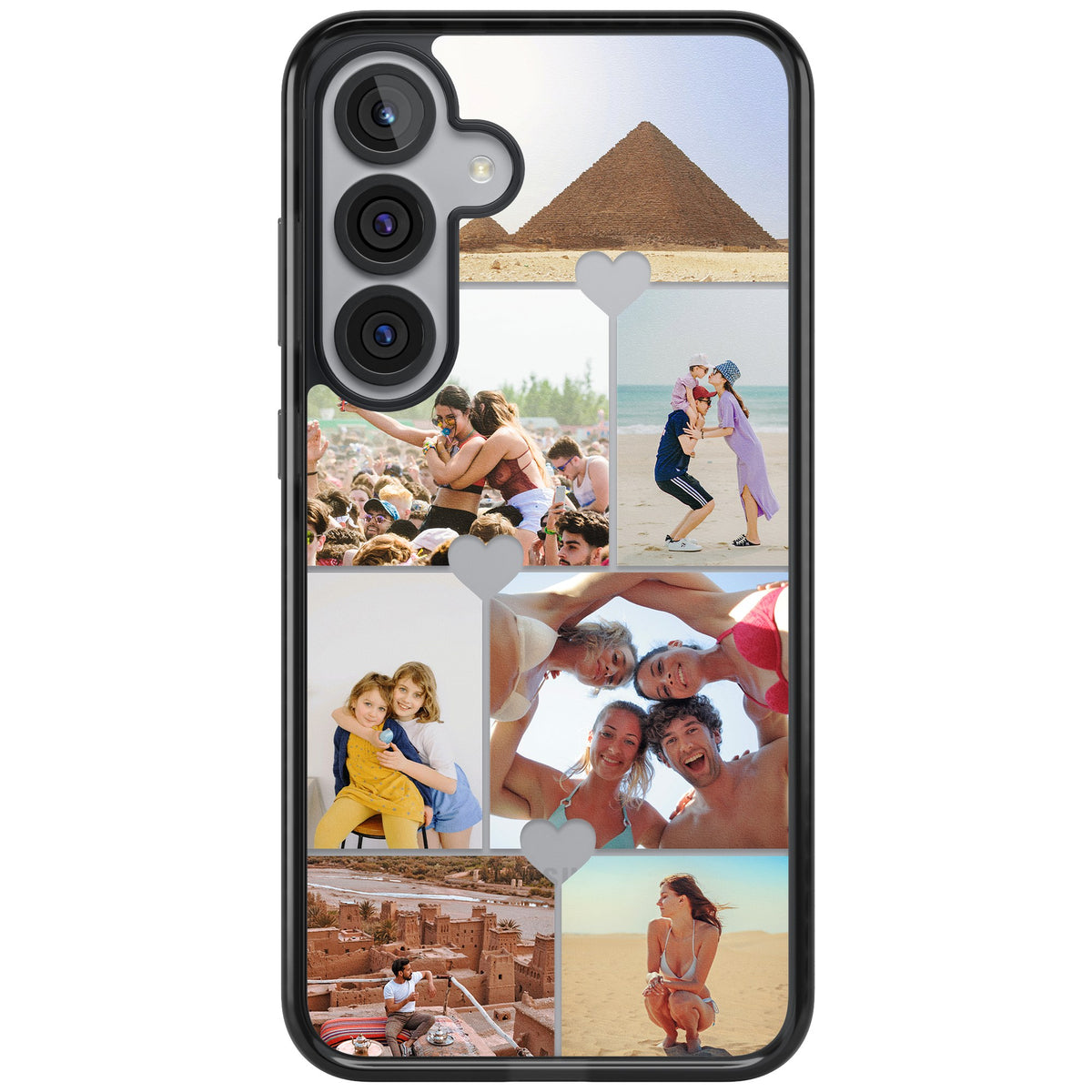 Personalised Heart Photo Grid Samsung S25 Plus / Samsung S26 / Samsung S26 Plus Impact Black Phone Case front