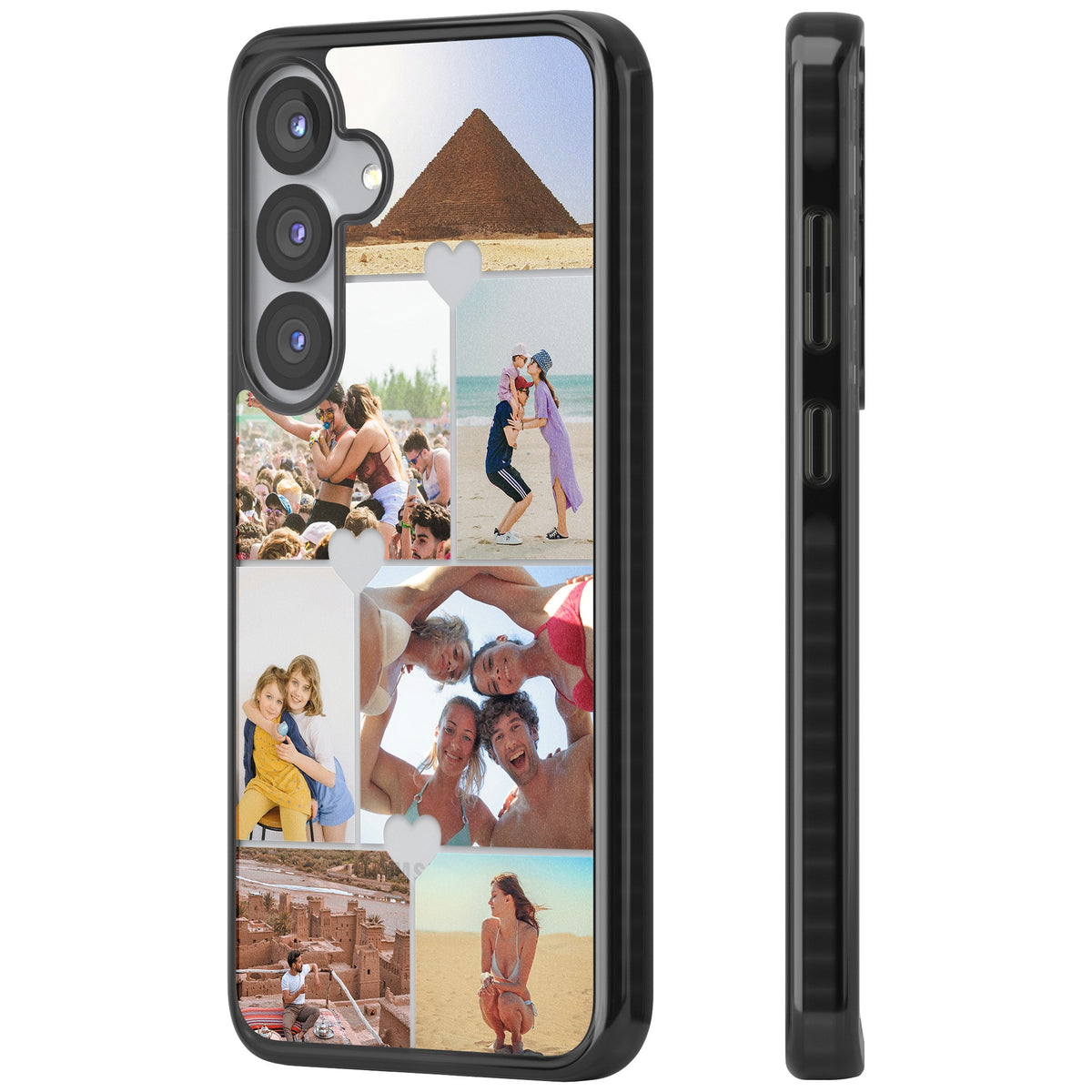 Personalised Heart Photo Grid Samsung S25 / Samsung S25 Plus / Samsung S26 / Samsung S26 Plus Impact Black Phone Case side