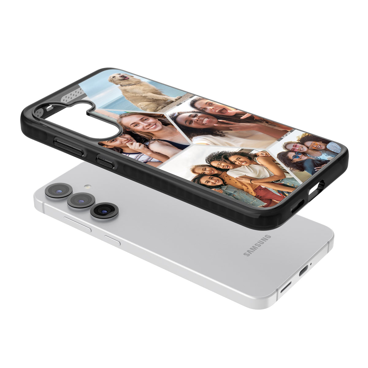 Personalised Beehive Photo Grid Samsung S25 / Samsung S25 Plus / Samsung S26 / Samsung S26 Plus Impact Black Phone Case angled