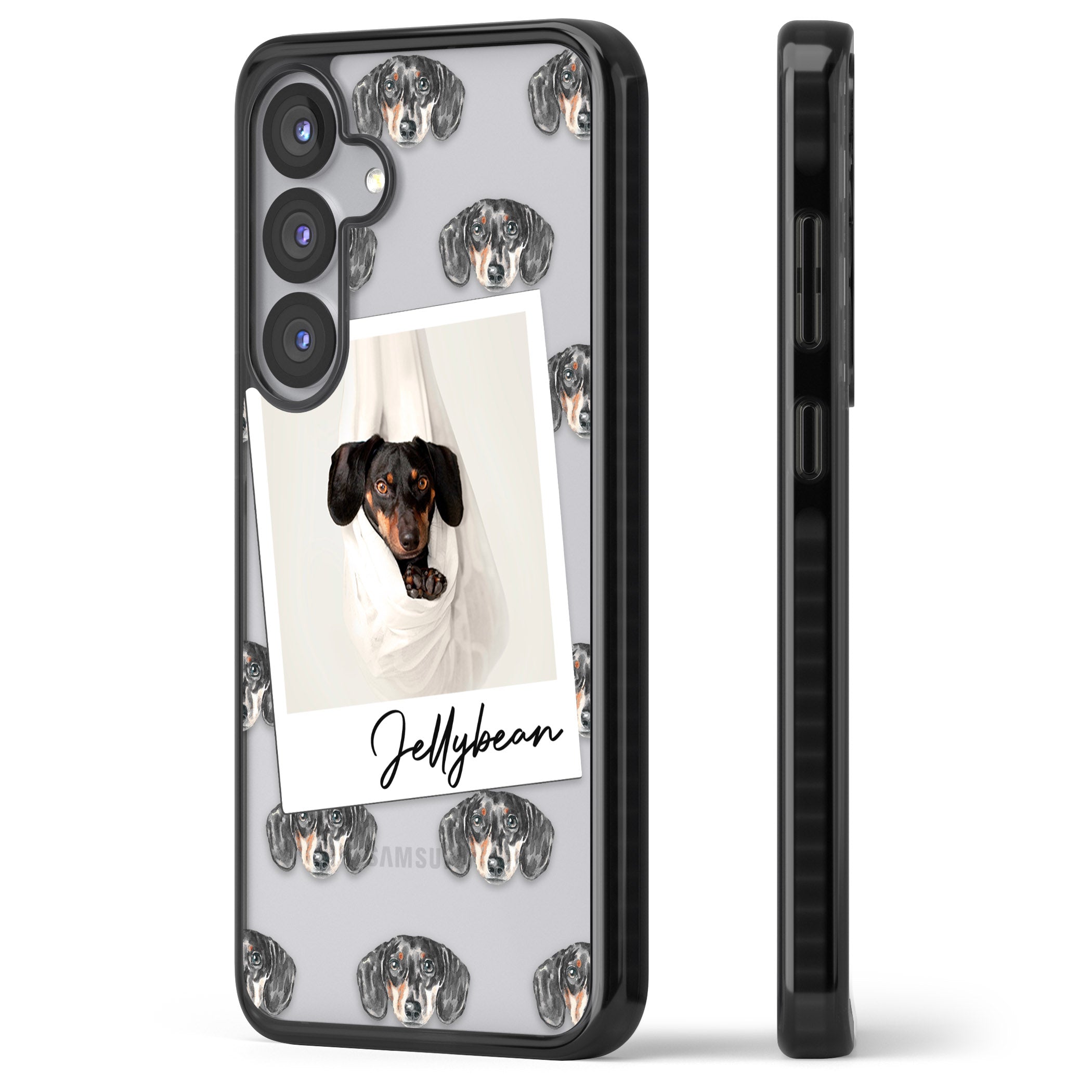 Personalised Black Dachshund Instant Camera Photo
