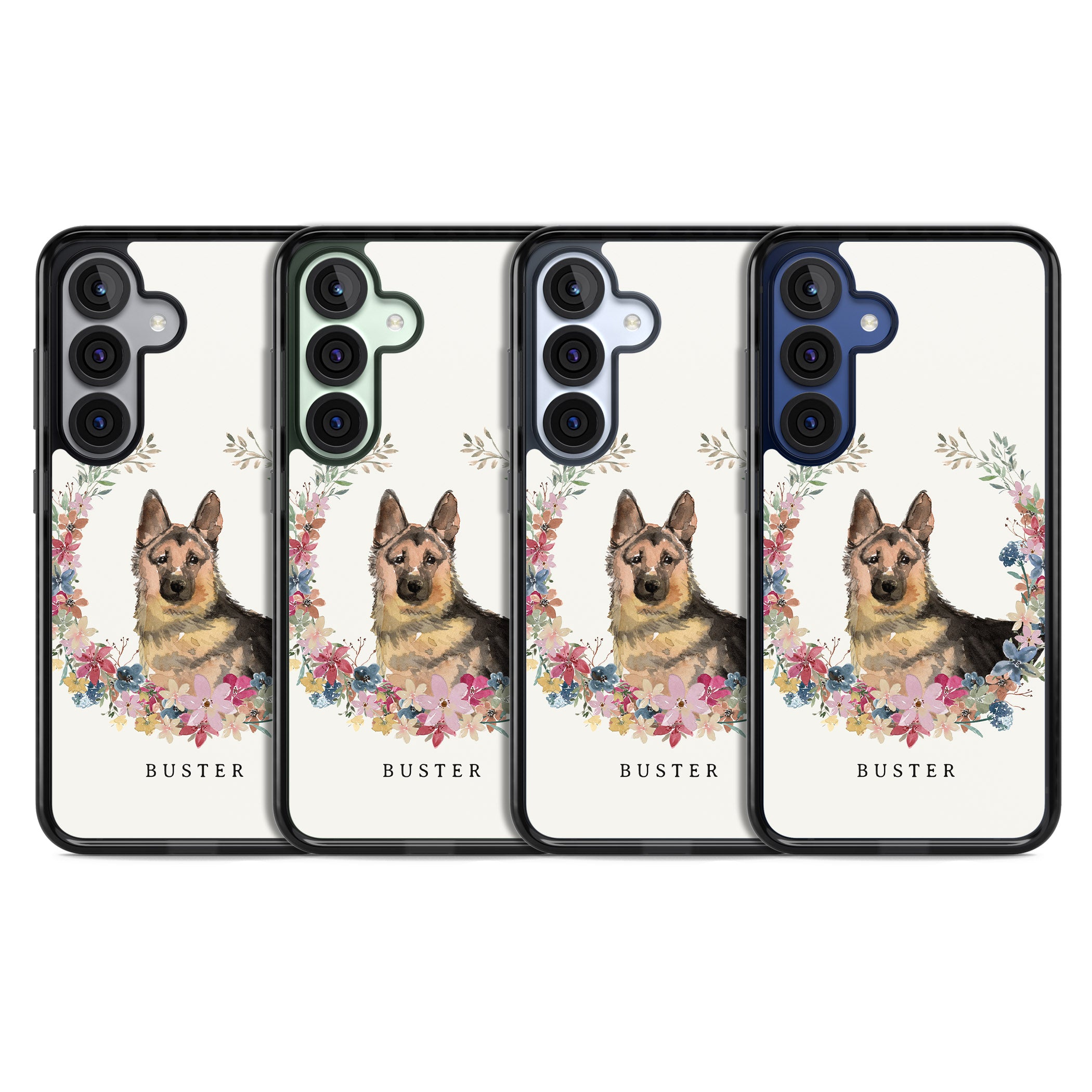 Personalised German Shepherd Floral Portrait