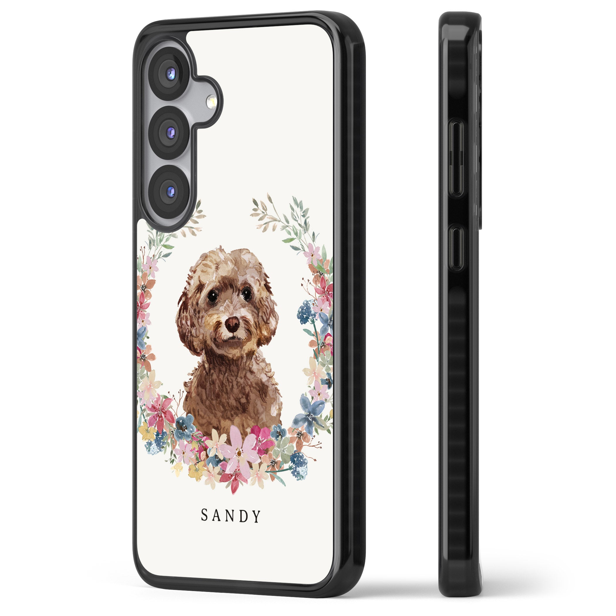 Personalised Brown Cockapoo Floral Portrait