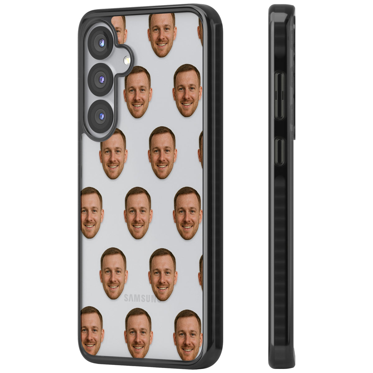Face Pattern Samsung S25 / Samsung S25 Plus / Samsung S26 / Samsung S26 Plus Impact Black Phone Case side