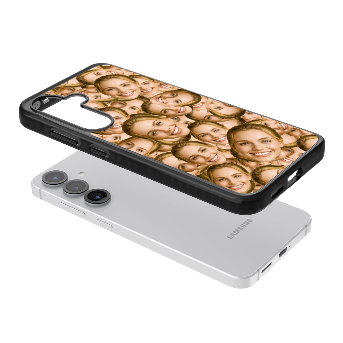 Face Collage Samsung S25 / Samsung S25 Plus / Samsung S26 / Samsung S26 Plus Impact Black Phone Case angled