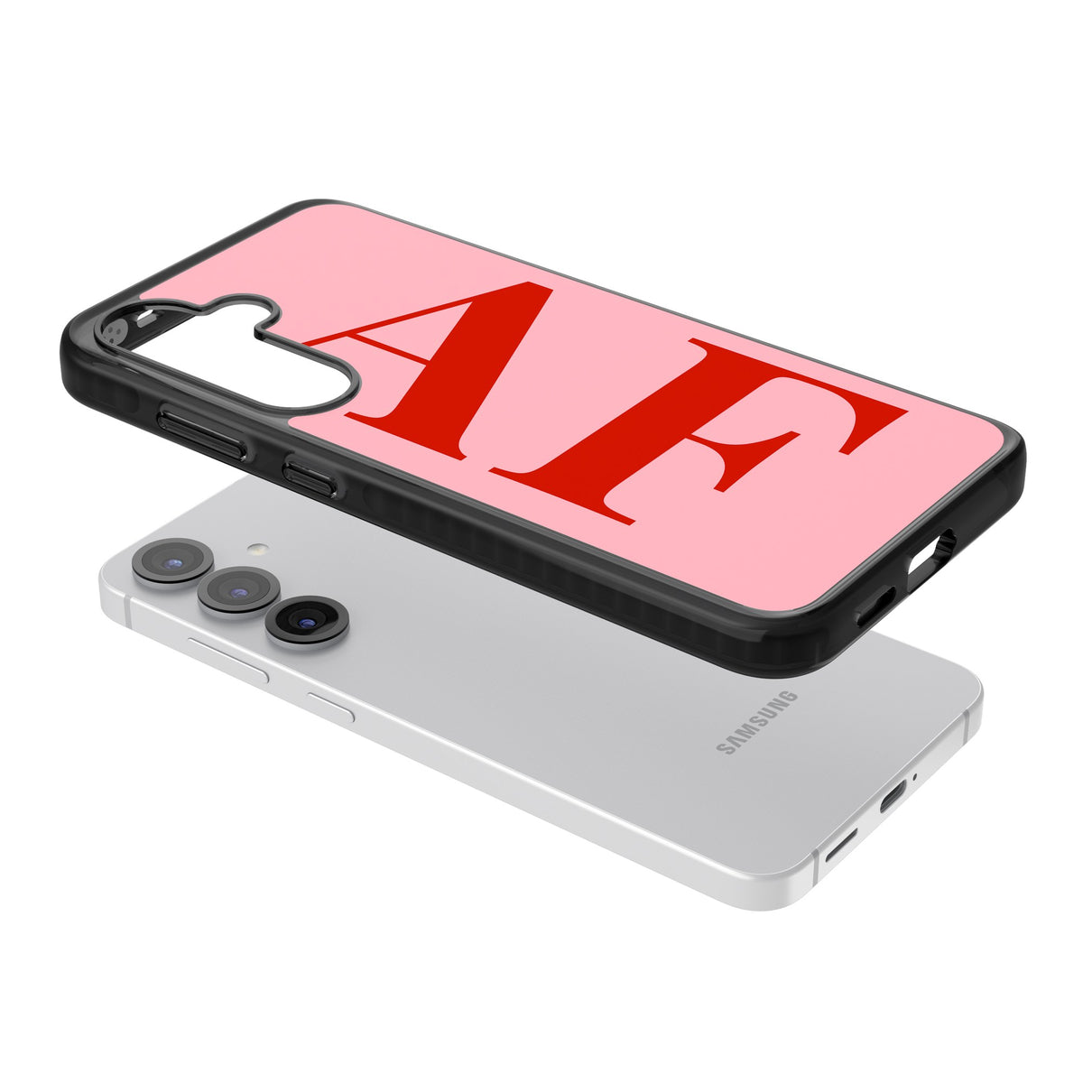 Personalised Red & Pink Letters Samsung S25 / Samsung S25 Plus / Samsung S26 / Samsung S26 Plus Impact Black Phone Case angled
