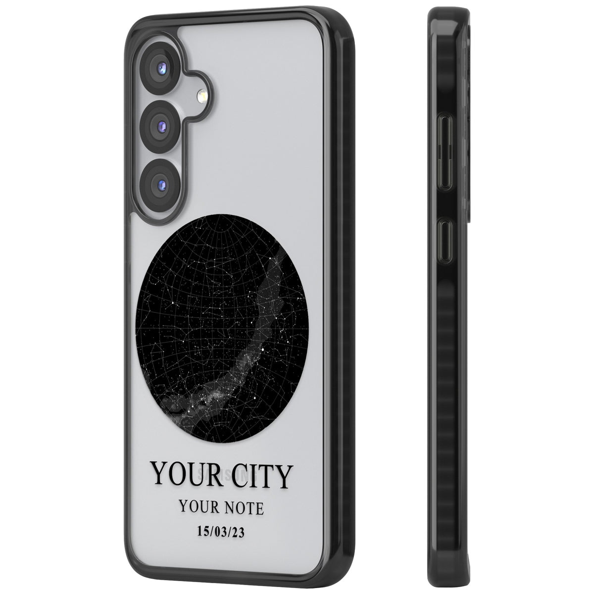 Personalised Star Map Samsung S25 / Samsung S25 Plus / Samsung S26 / Samsung S26 Plus Impact Black Phone Case side
