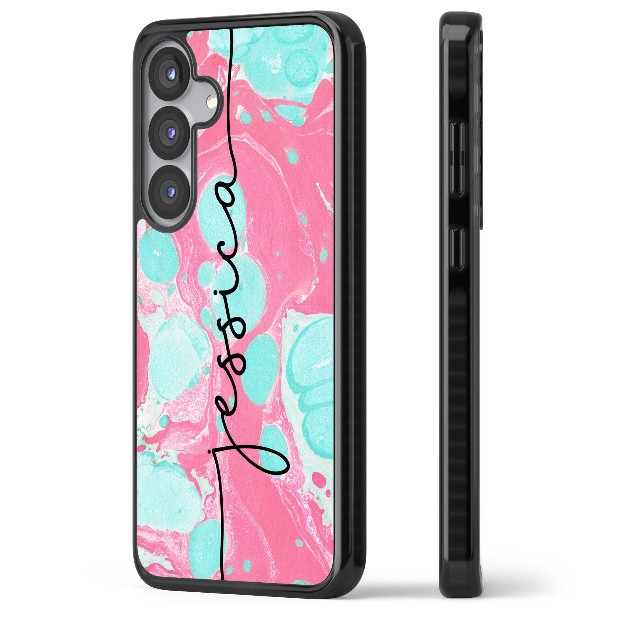 Personalised Turquoise & Pink Marbled