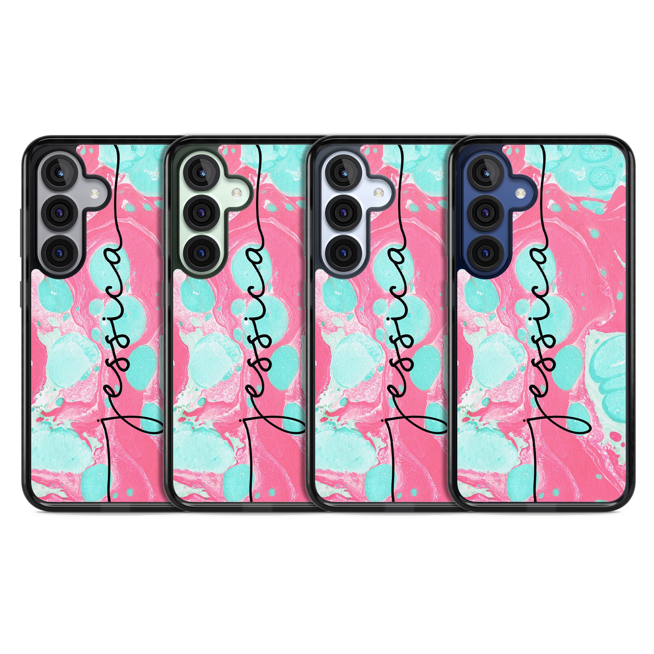 Personalised Turquoise & Pink Marbled