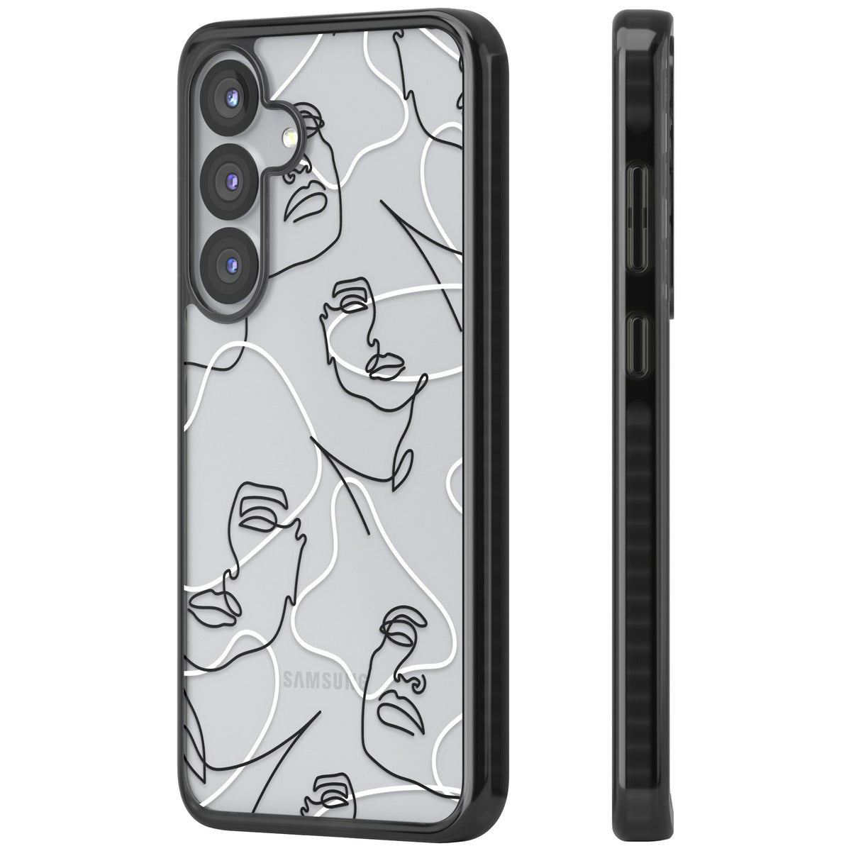 Abstract Faces Samsung S25 / Samsung S25 Plus / Samsung S26 / Samsung S26 Plus Impact Black Phone Case side