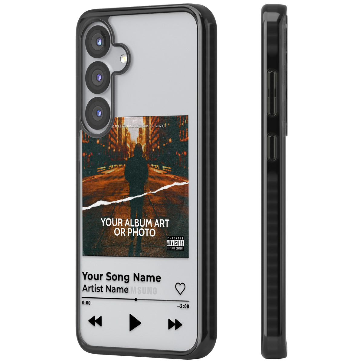 Personalised Music Player Samsung S25 / Samsung S25 Plus / Samsung S26 / Samsung S26 Plus Impact Black Phone Case side