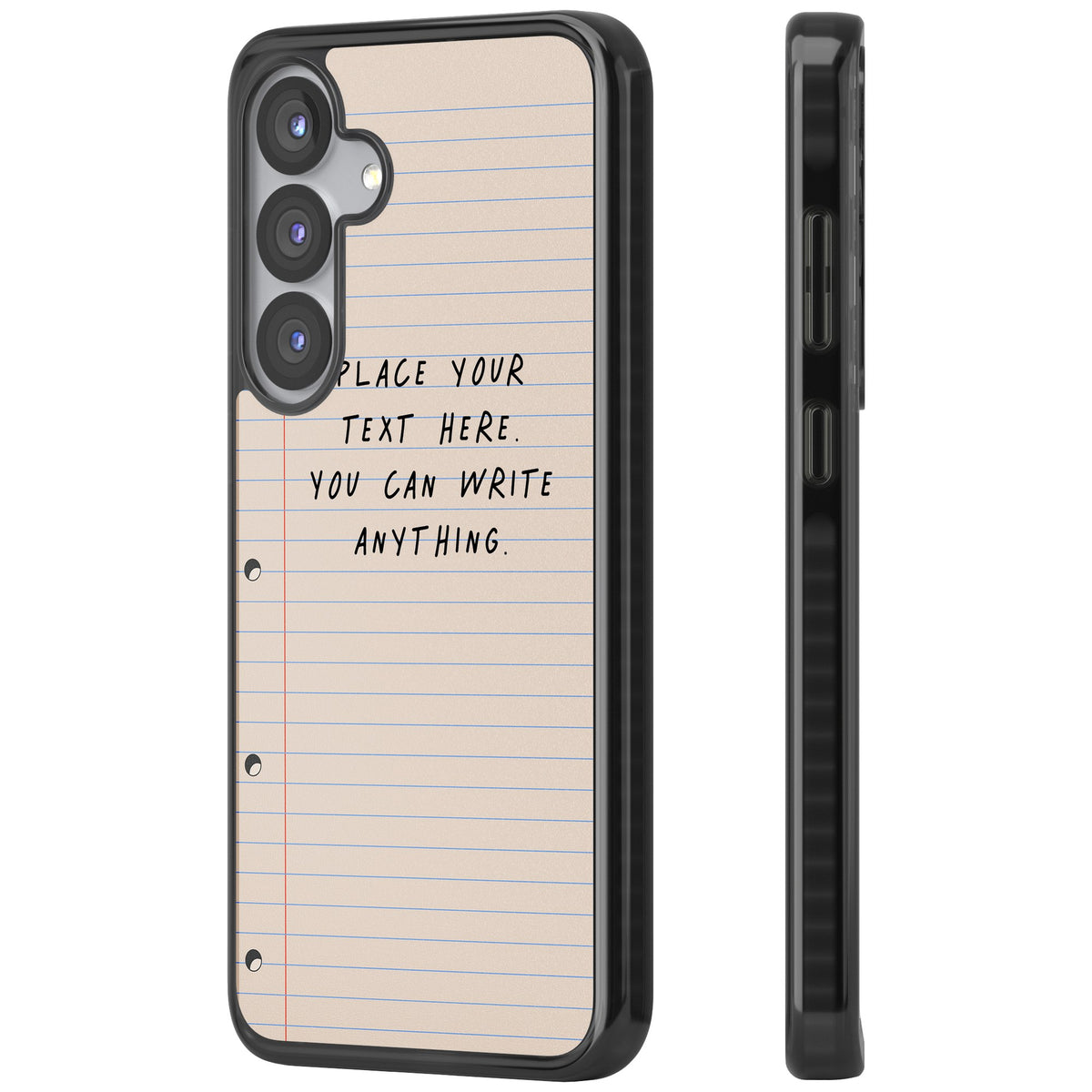 Personalised Lined Paper Samsung S25 / Samsung S25 Plus / Samsung S26 / Samsung S26 Plus Impact Black Phone Case side