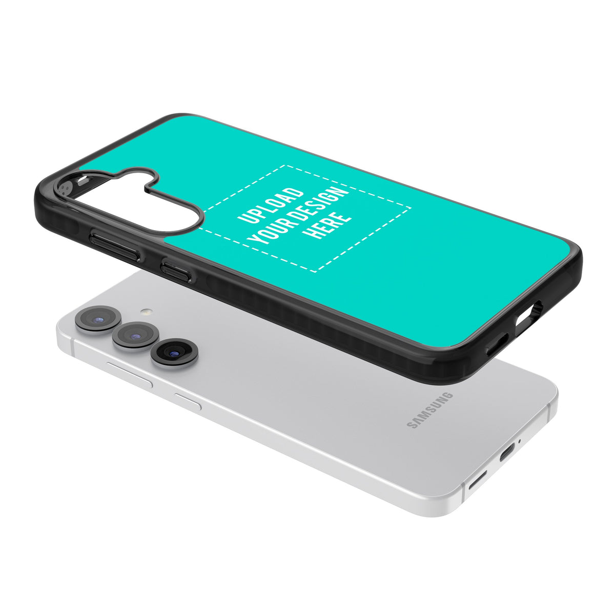 Personalised Your Own Design Samsung S25 / Samsung S25 Plus / Samsung S26 / Samsung S26 Plus Impact Black Phone Case angled