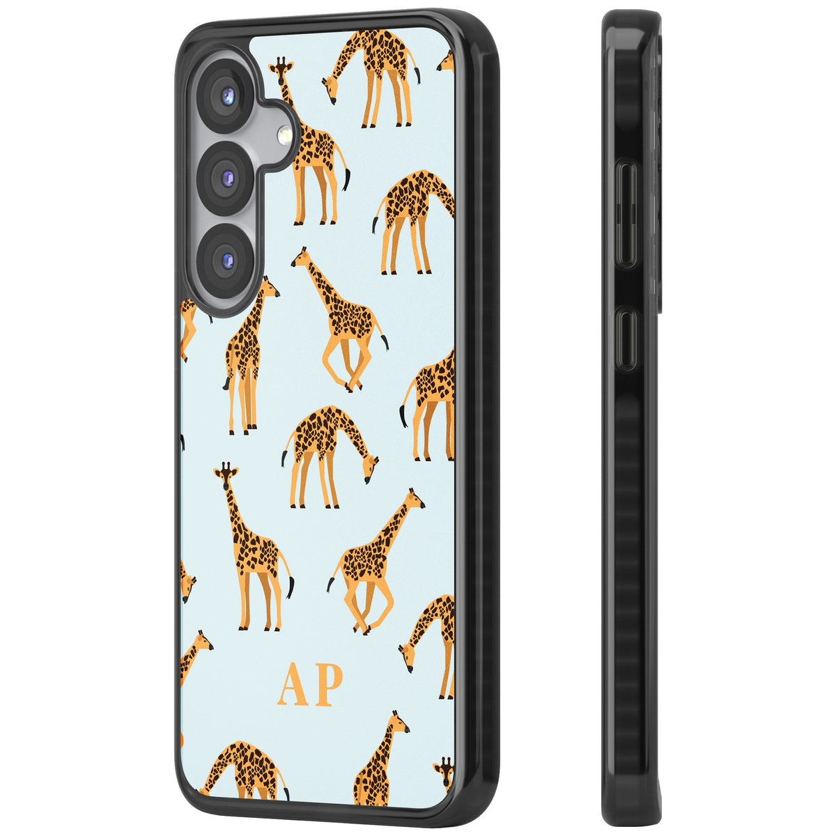 Personalised Safari Giraffe Samsung S25 / Samsung S25 Plus / Samsung S26 / Samsung S26 Plus Impact Black Phone Case side