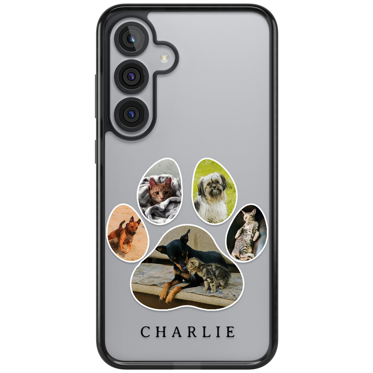 Personalised Paw Print Photos Samsung S25 Plus / Samsung S26 / Samsung S26 Plus Impact Black Phone Case front