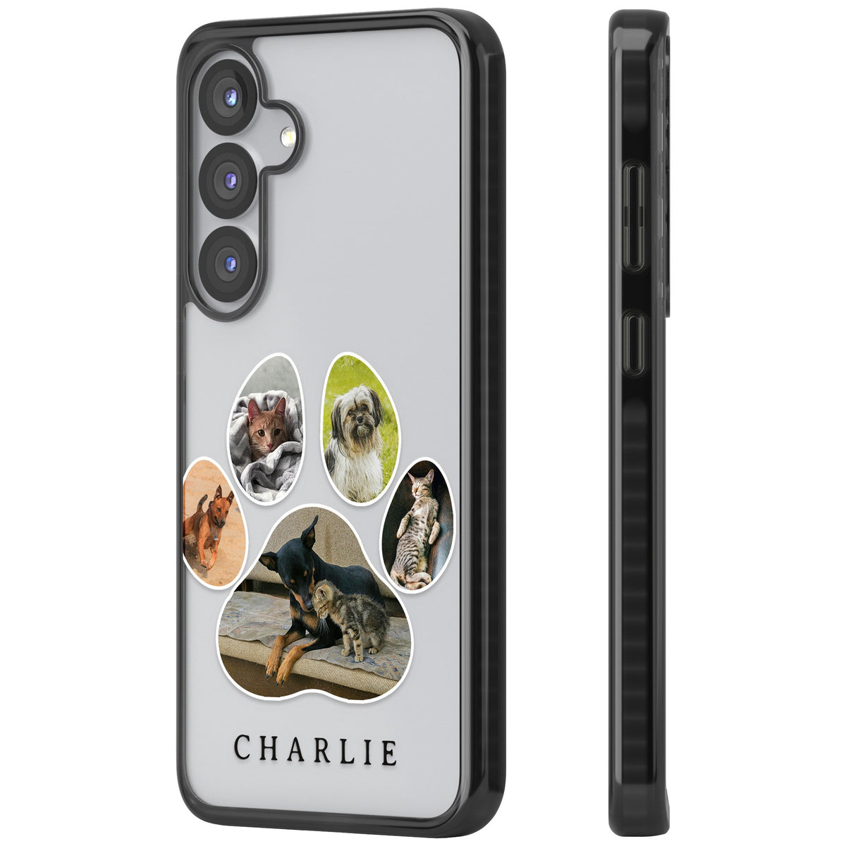 Personalised Paw Print Photos Samsung S25 / Samsung S25 Plus / Samsung S26 / Samsung S26 Plus Impact Black Phone Case side