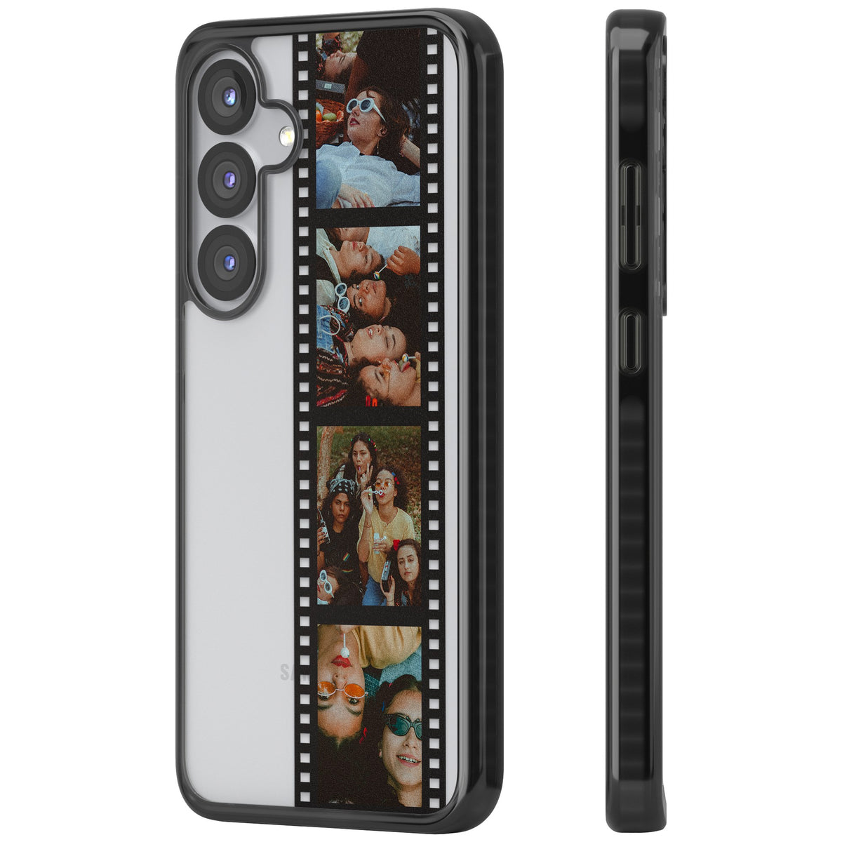 Personalised Photo Film Strip Samsung S25 / Samsung S25 Plus / Samsung S26 / Samsung S26 Plus Impact Black Phone Case side