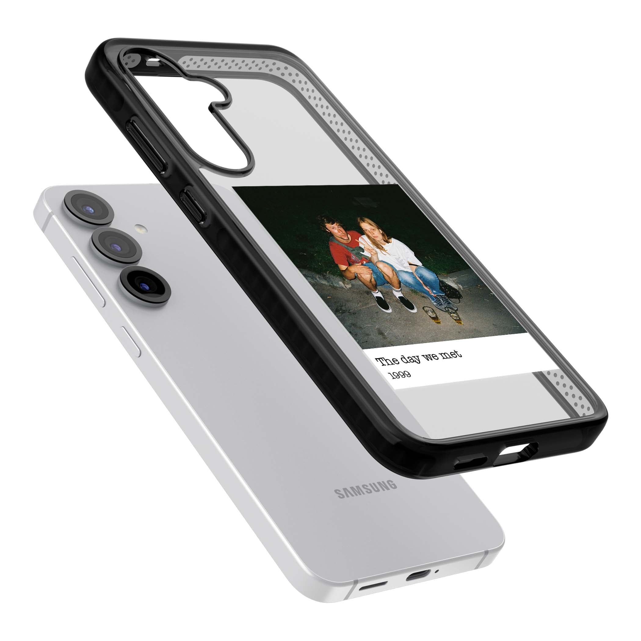 Photo Memory minimal iPhone case | Black Impact case for Samsung Galaxy S25, Samsung Galaxy S25 Plus