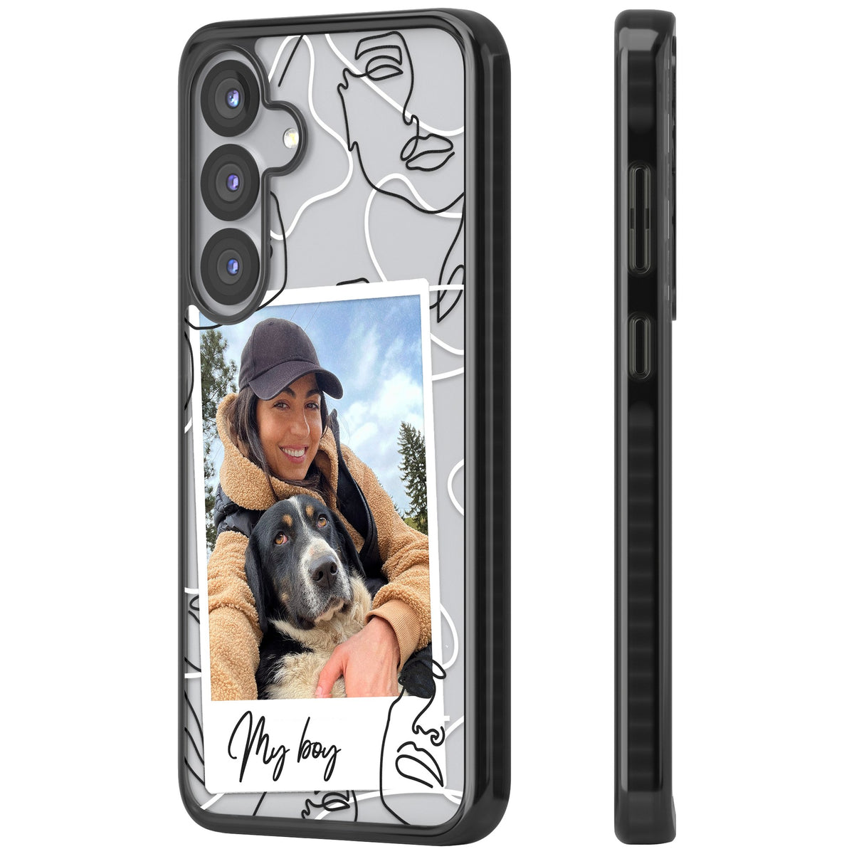 Personalised Abstract Faces Instant Photo Samsung S25 / Samsung S25 Plus / Samsung S26 / Samsung S26 Plus Impact Black Phone Case side