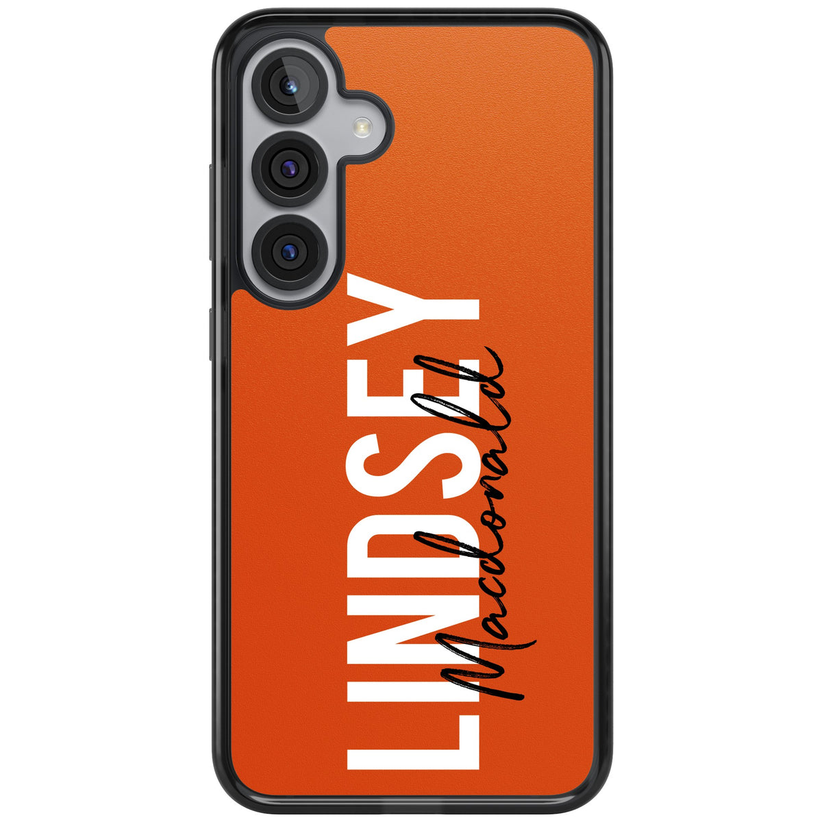 Personalised Bold Name: Orange Samsung S25 Plus / Samsung S26 / Samsung S26 Plus Impact Black Phone Case front