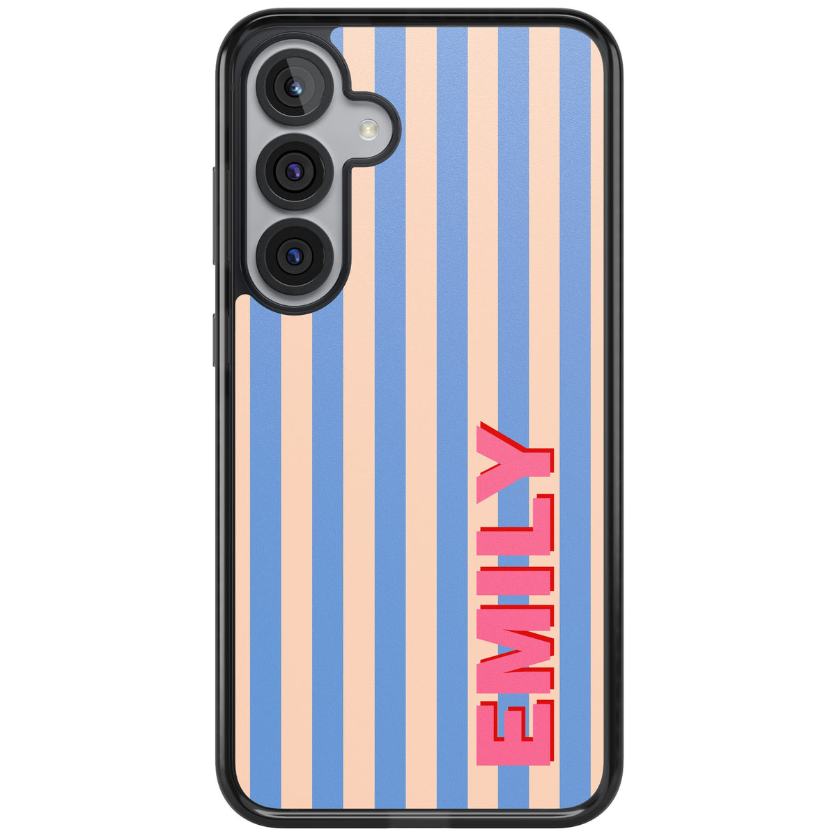 Personalised Coastal Stripe Samsung S25 Plus / Samsung S26 / Samsung S26 Plus Impact Black Phone Case front