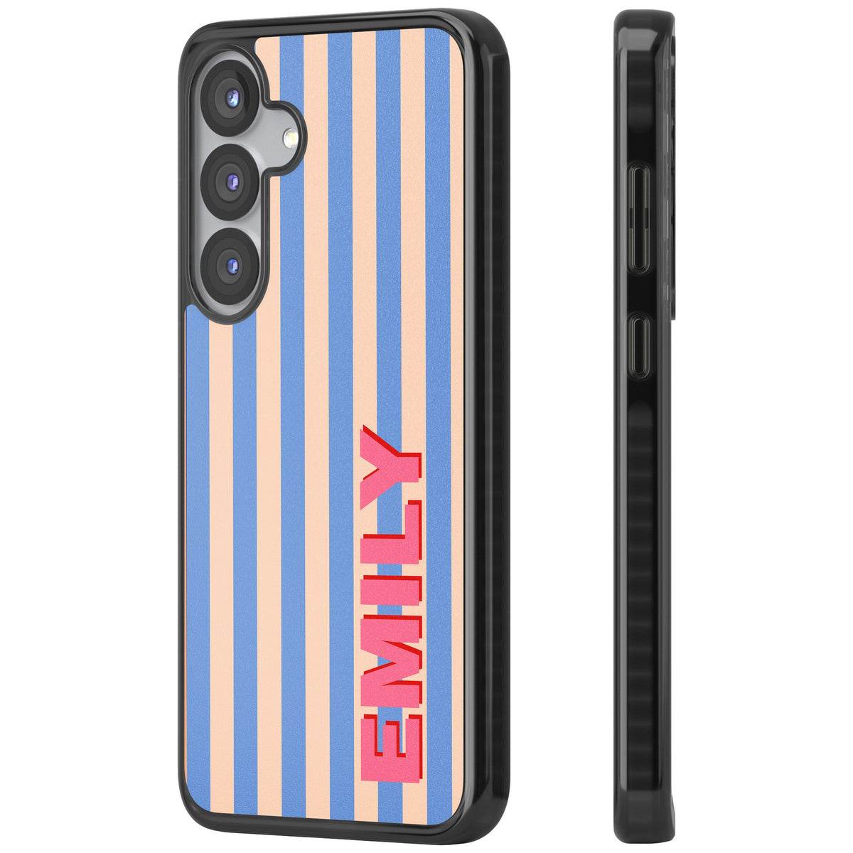 Personalised Coastal Stripe Samsung S25 / Samsung S25 Plus / Samsung S26 / Samsung S26 Plus Impact Black Phone Case side