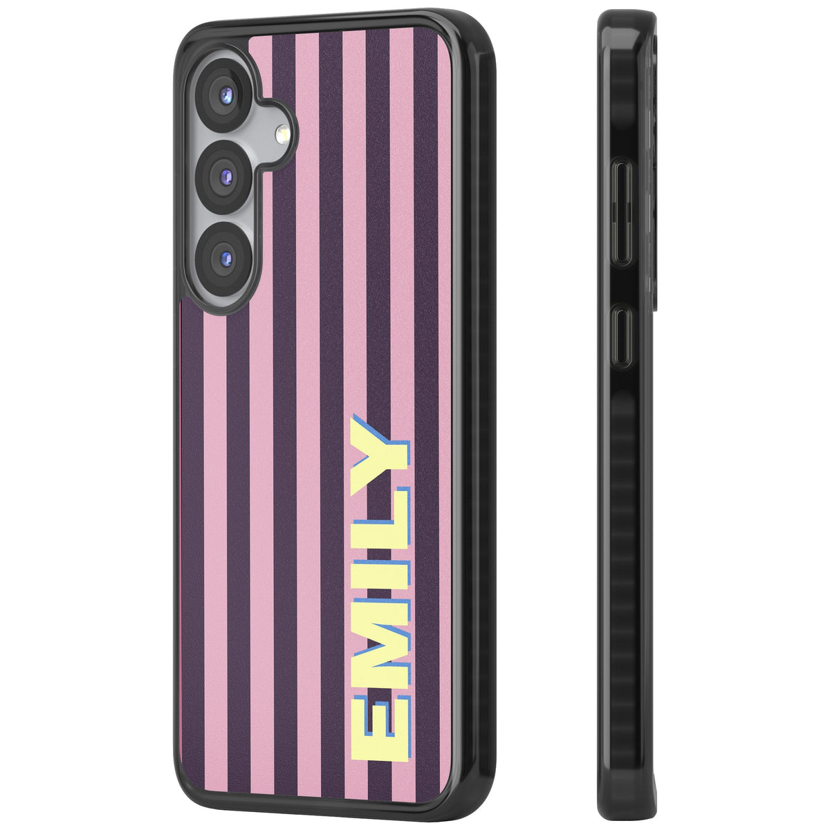 Personalised Lebanese Stripe Samsung S25 / Samsung S25 Plus / Samsung S26 / Samsung S26 Plus Impact Black Phone Case side