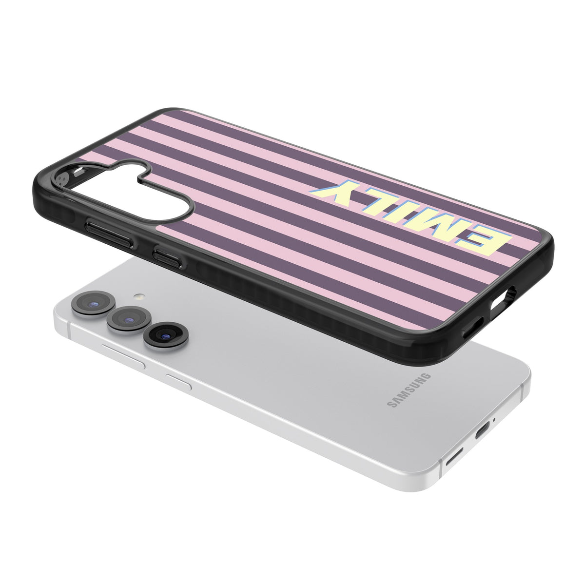 Personalised Lebanese Stripe Samsung S25 / Samsung S25 Plus / Samsung S26 / Samsung S26 Plus Impact Black Phone Case angled