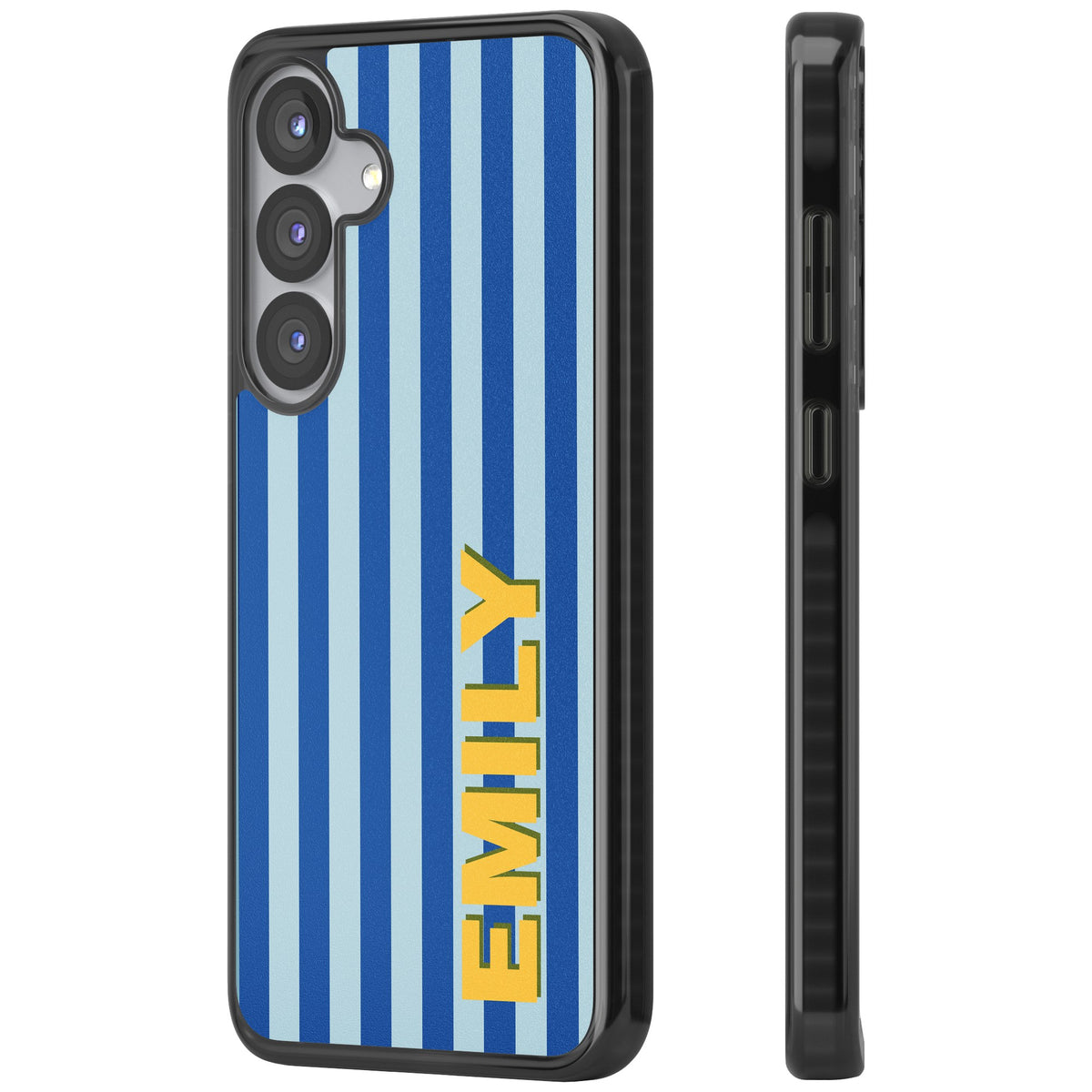 Personalised Athenian Stripe Samsung S25 / Samsung S25 Plus / Samsung S26 / Samsung S26 Plus Impact Black Phone Case side
