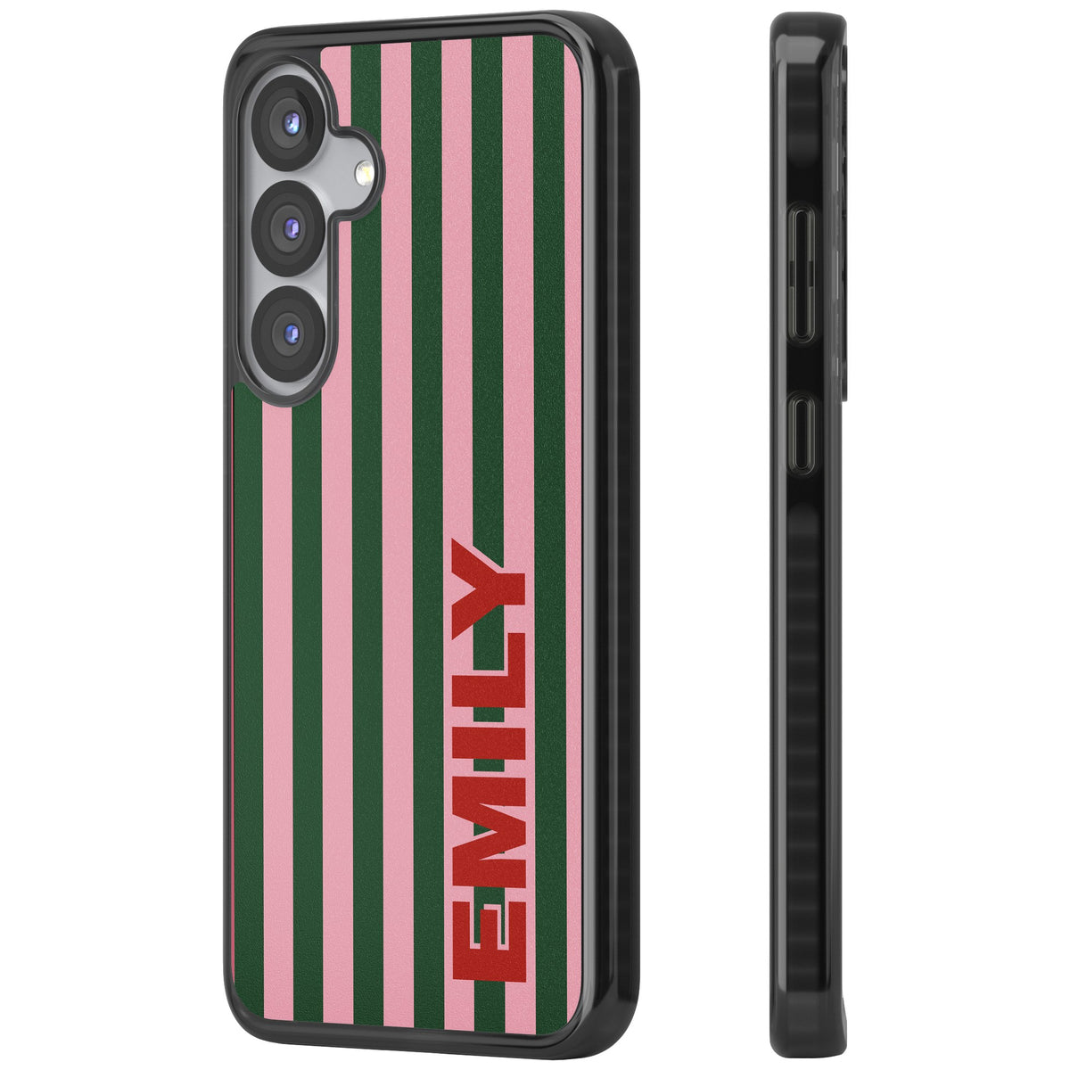 Personalised Italian Stripe Samsung S25 / Samsung S25 Plus / Samsung S26 / Samsung S26 Plus Impact Black Phone Case side