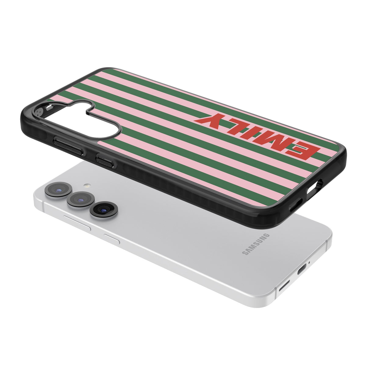 Personalised Italian Stripe Samsung S25 / Samsung S25 Plus / Samsung S26 / Samsung S26 Plus Impact Black Phone Case angled