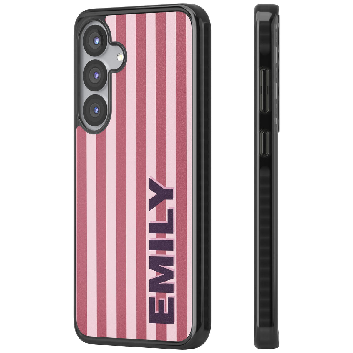 Personalised Victoria Stripe Samsung S25 / Samsung S25 Plus / Samsung S26 / Samsung S26 Plus Impact Black Phone Case side