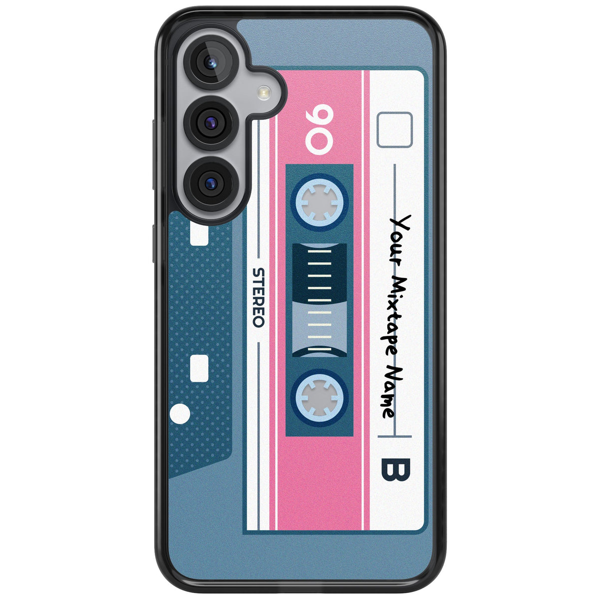 Personalised Retro Cassette Mixtape Samsung S25 Plus / Samsung S26 / Samsung S26 Plus Impact Black Phone Case front