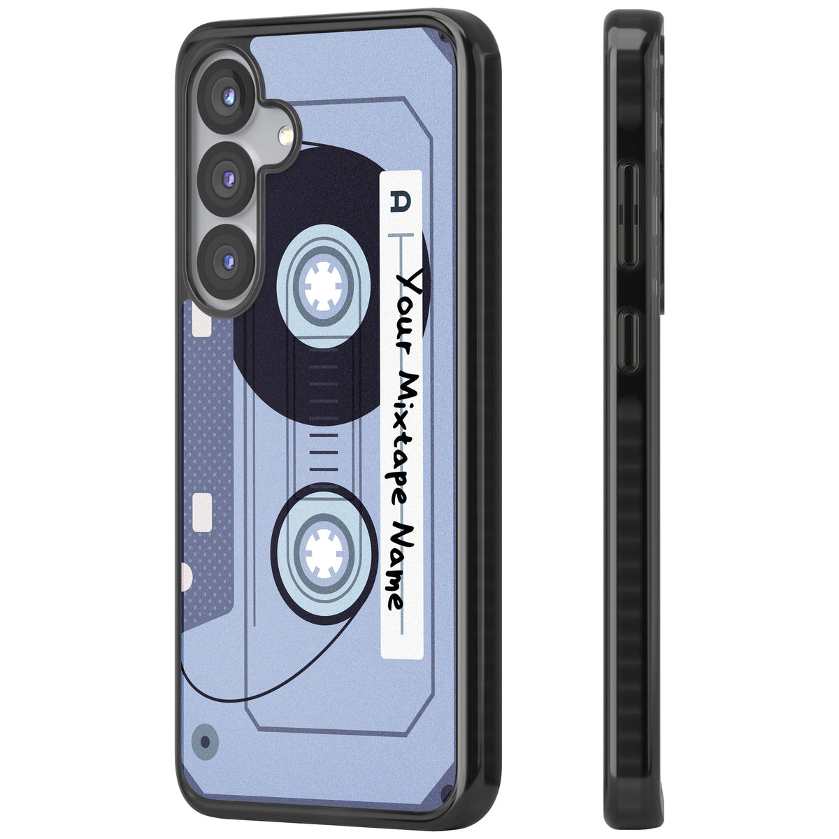 Personalised Retro Mixtape Industrial Samsung S25 / Samsung S25 Plus / Samsung S26 / Samsung S26 Plus Impact Black Phone Case side