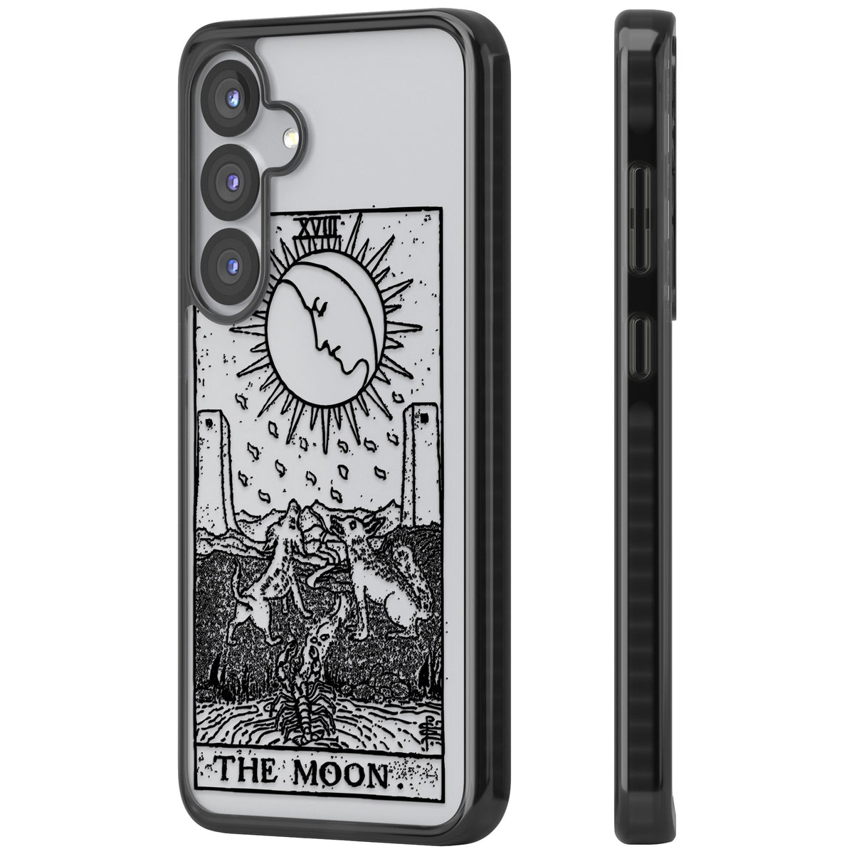 Personalised The Moon Tarot Card (Clear) Samsung S25 / Samsung S25 Plus / Samsung S26 / Samsung S26 Plus Impact Black Phone Case side