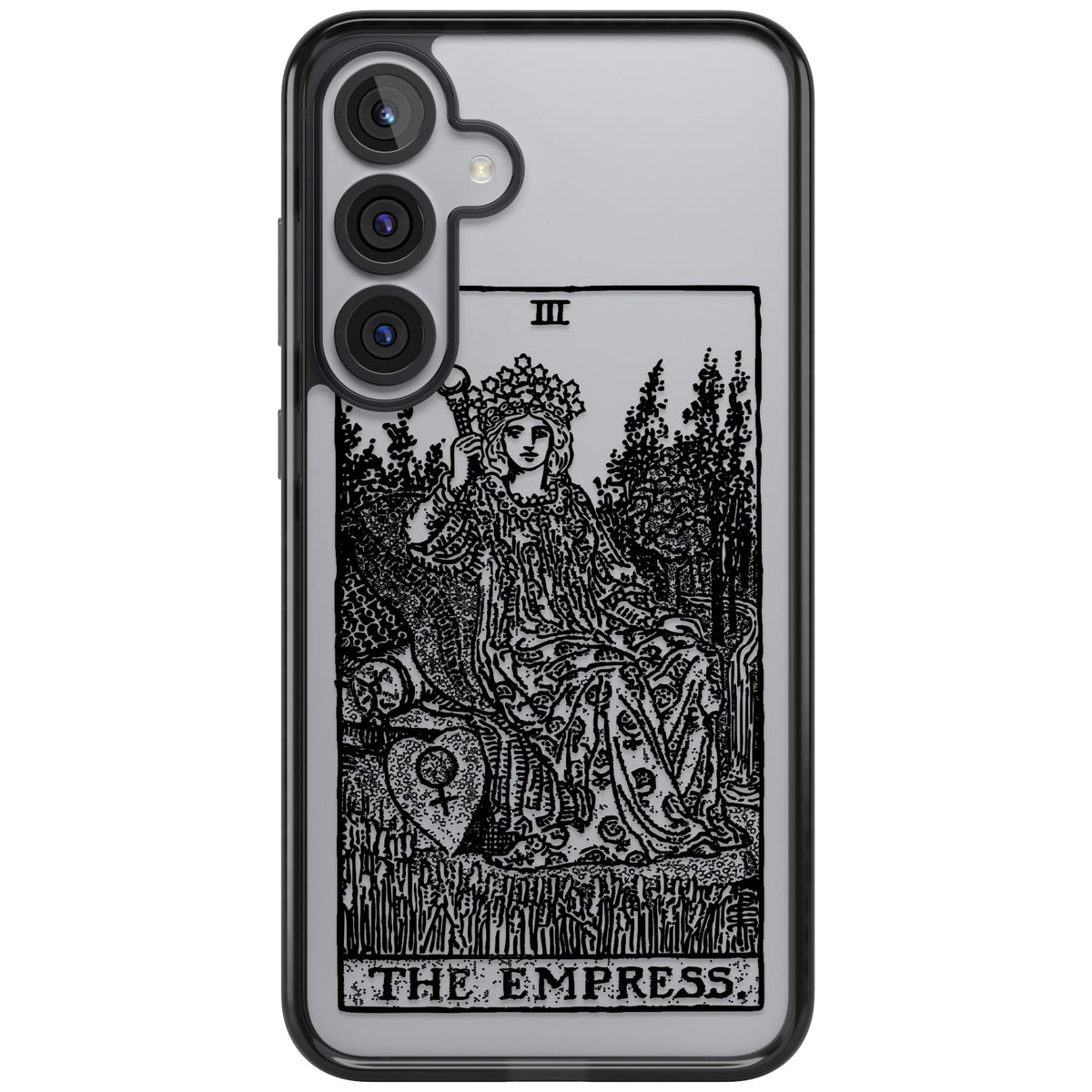 Personalised The Empress Tarot Card (Clear) Samsung S25 Plus / Samsung S26 / Samsung S26 Plus Impact Black Phone Case front