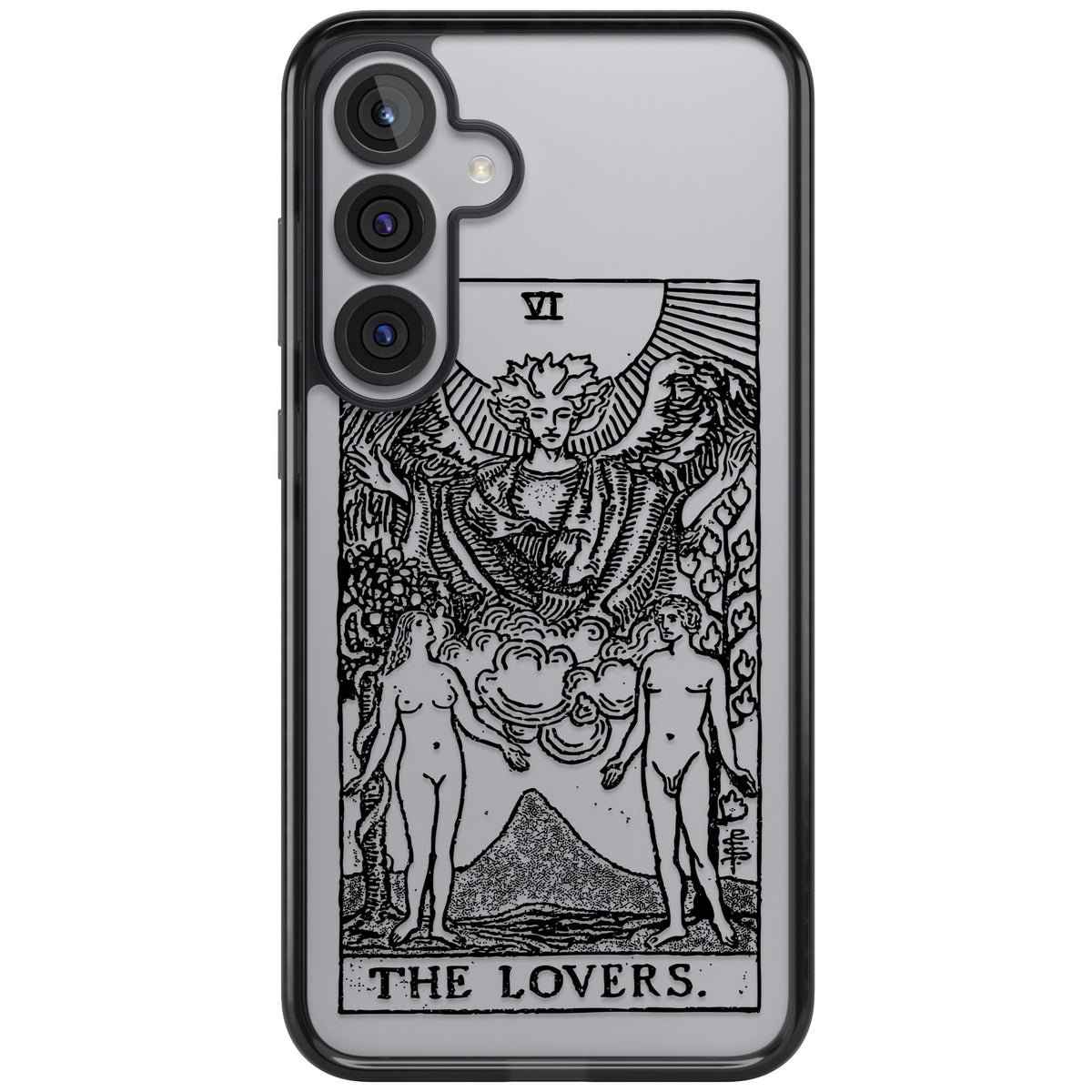 Personalised The Lovers Tarot Card (Clear) Samsung S25 Plus / Samsung S26 / Samsung S26 Plus Impact Black Phone Case front