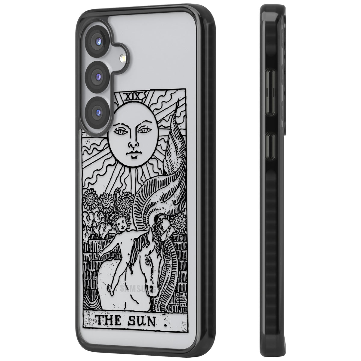 Personalised The Sun Tarot Card (Clear) Samsung S25 / Samsung S25 Plus / Samsung S26 / Samsung S26 Plus Impact Black Phone Case side