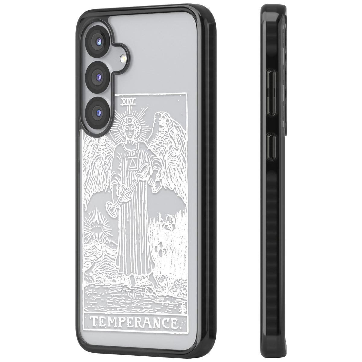Personalised Temperance Tarot Card (White) Samsung S25 / Samsung S25 Plus / Samsung S26 / Samsung S26 Plus Impact Black Phone Case side