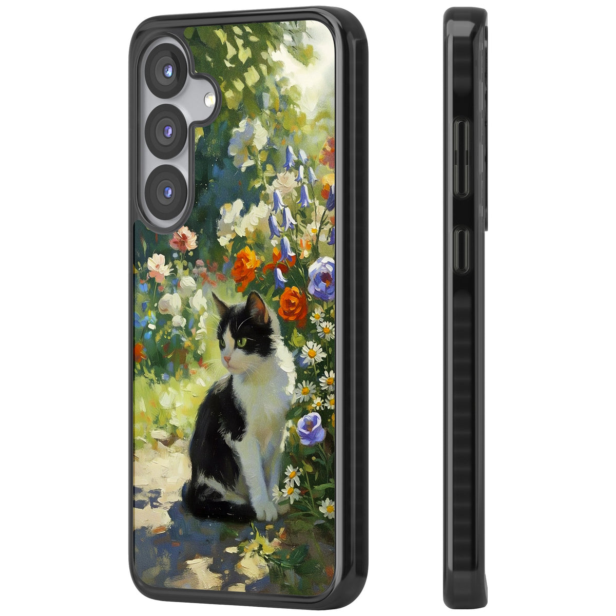 Cat In The Meadow Samsung S25 / Samsung S25 Plus / Samsung S26 / Samsung S26 Plus Impact Black Phone Case side