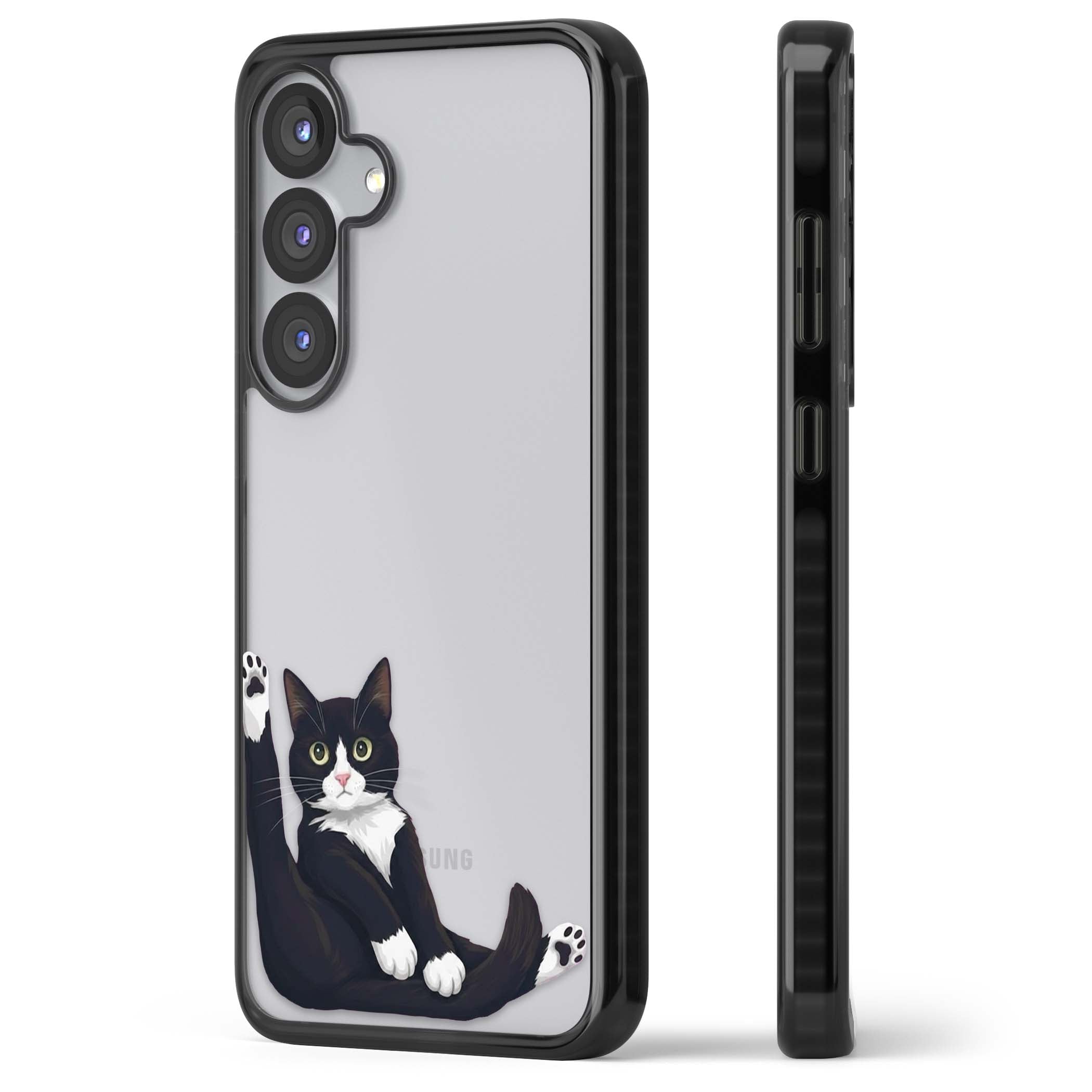 Mid-Groom Cat animals iPhone case | Black Impact case for Samsung Galaxy S25, Samsung Galaxy S25 Plus