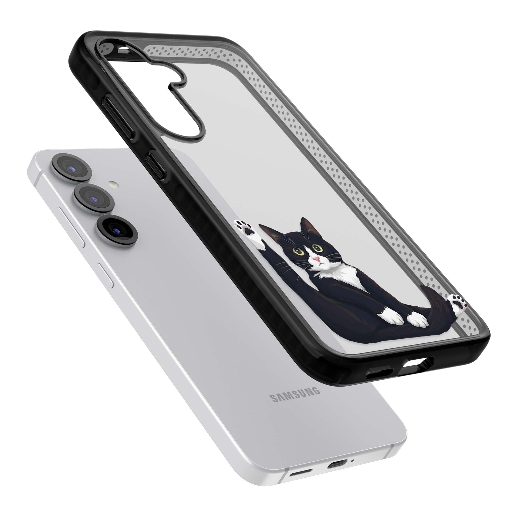 Mid-Groom Cat animals iPhone case | Black Impact case for Samsung Galaxy S25, Samsung Galaxy S25 Plus