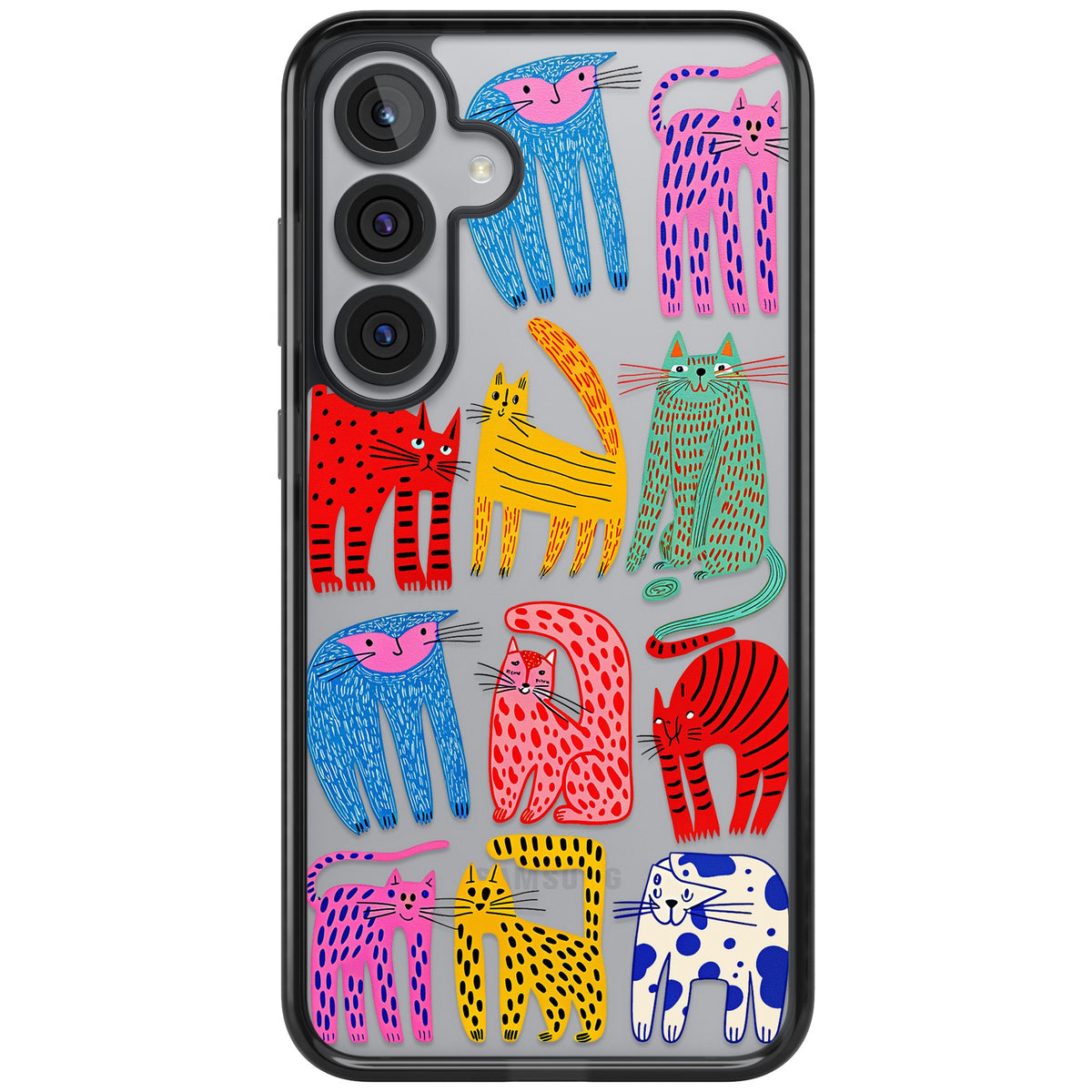 Abstract Cats Samsung S25 Plus / Samsung S26 / Samsung S26 Plus Impact Black Phone Case front