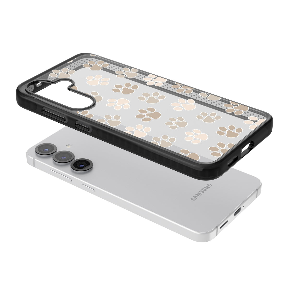 Paw Prints Samsung S25 / Samsung S25 Plus / Samsung S26 / Samsung S26 Plus Impact Black Phone Case angled