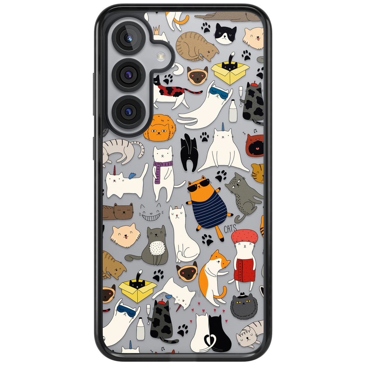 Cartoon Cats Samsung S25 Plus / Samsung S26 / Samsung S26 Plus Impact Black Phone Case front