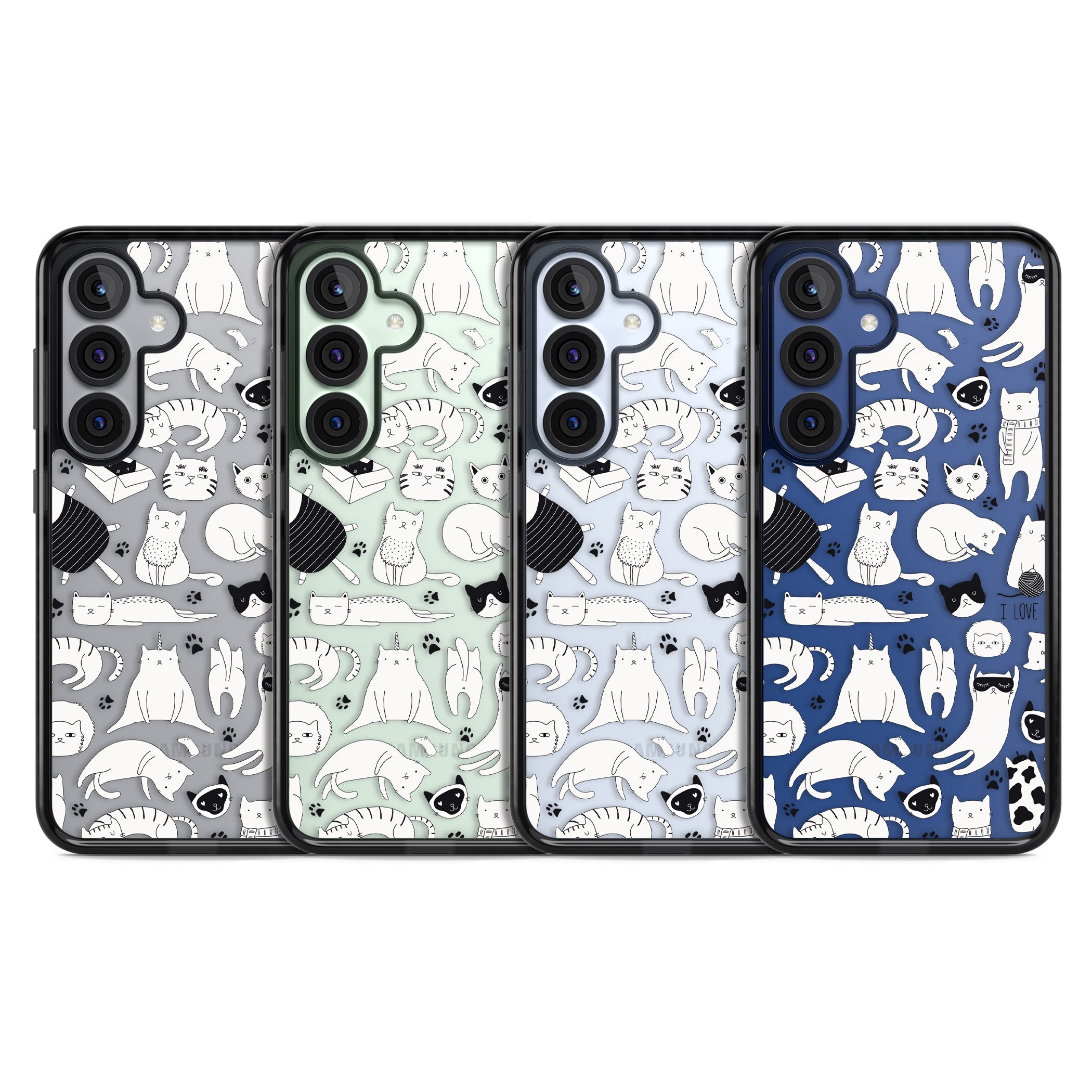 Cartoon Cat Collage Black & White