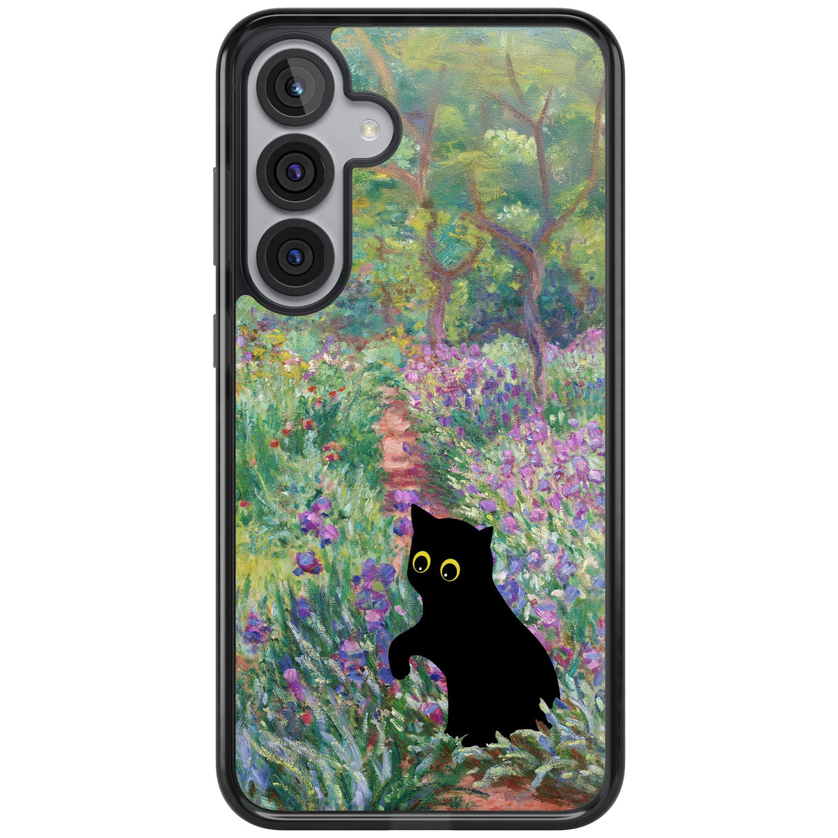 Cat in Monet's Giverny Garden Samsung S25 Plus / Samsung S26 / Samsung S26 Plus Impact Black Phone Case front