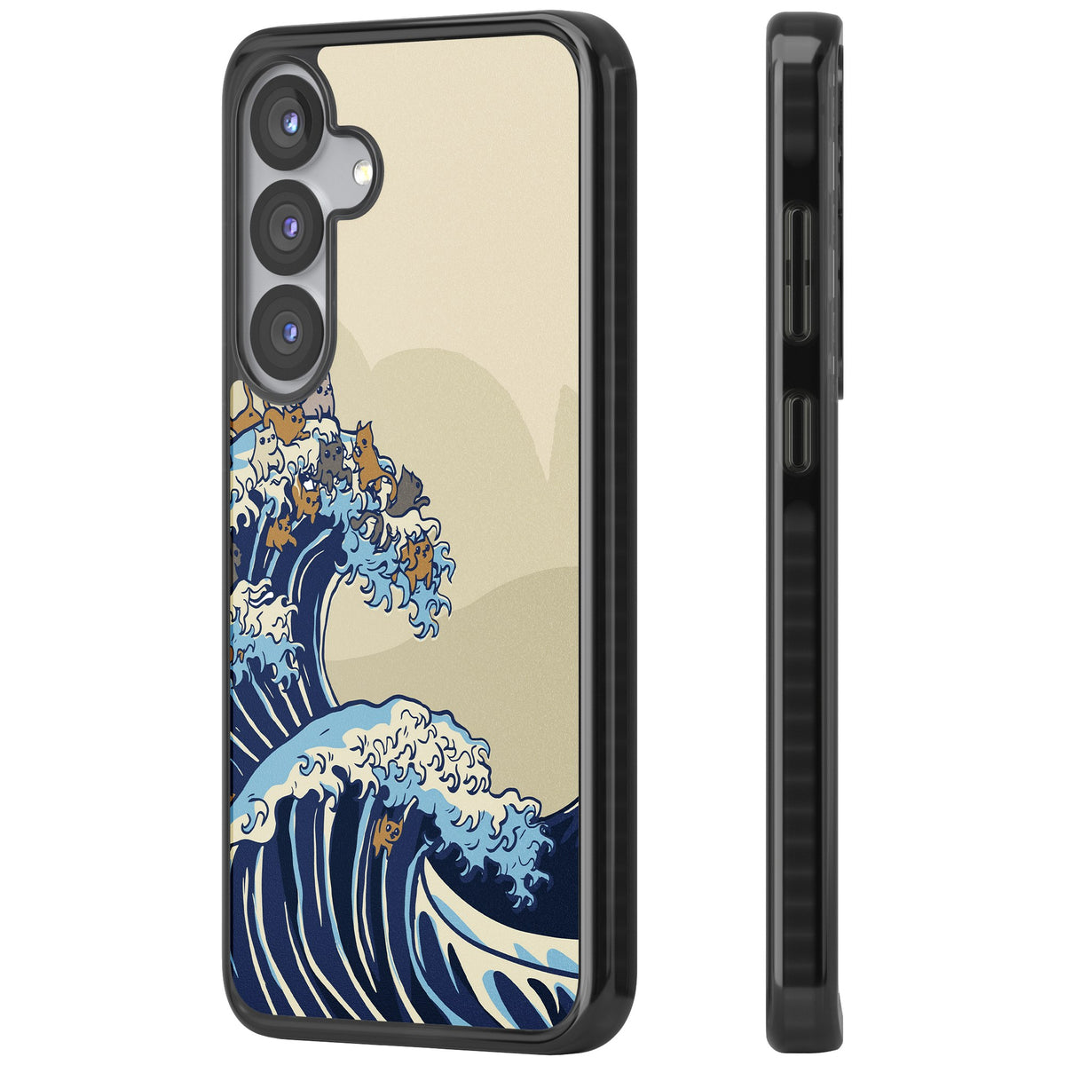 The Great Cat Wave Samsung S25 / Samsung S25 Plus / Samsung S26 / Samsung S26 Plus Impact Black Phone Case side