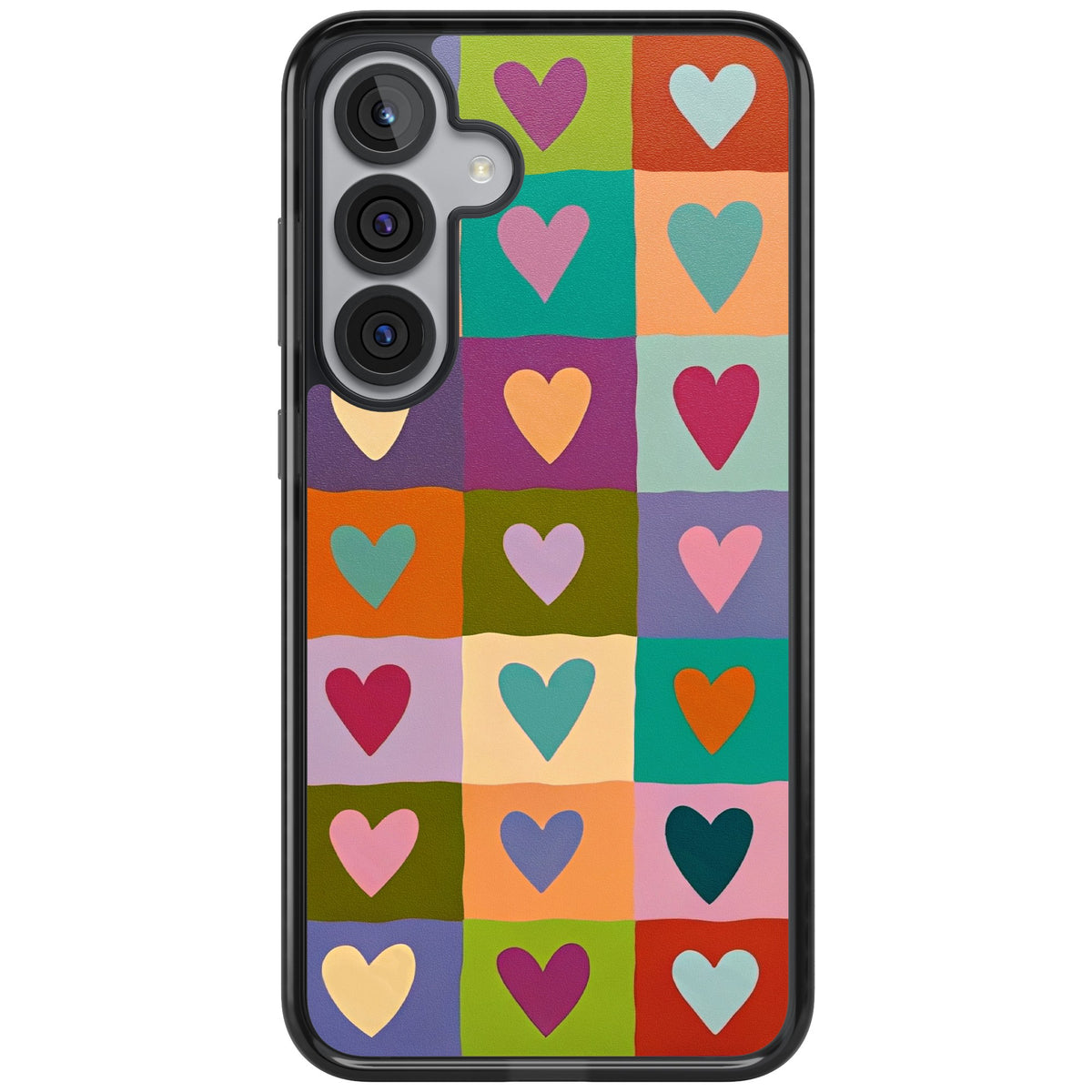Heart Quilt Samsung S25 Plus / Samsung S26 / Samsung S26 Plus Impact Black Phone Case front