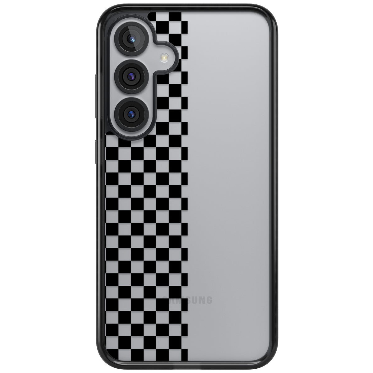 Half Black Check Samsung S25 Plus / Samsung S26 / Samsung S26 Plus Impact Black Phone Case front